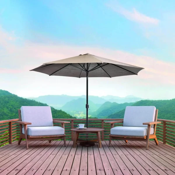 Outdoor Table Umbrella – Push-Button Tilt & Crank